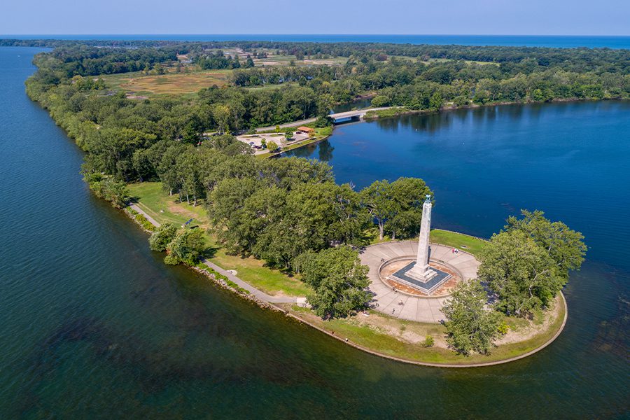 Pennsylvania - Aerial View of Presque Isle Peninsula Lake Erie Pennsylvania Perry Monument
